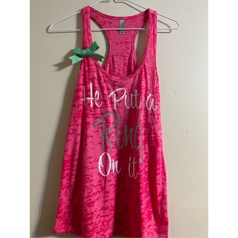 Handmade He put a ring on it bling tank top size meduim